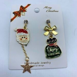 New Christmas SantaClaus gift bag fashion earrings
